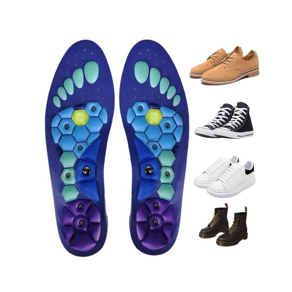 Rowjow (L) Medical Magnetic Therapy Sports Insoles Massage Foot Weight Loss Slimming Acupressure Insole Anti-Fatigue Health Care Shoe Pads