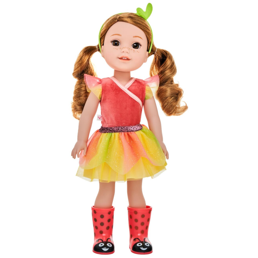 Poup   e Willa de 14,5 pouces de la marque American Girl WellieWishers avec jupe en maille corail, bandeau et bottes pour les 4 ans et plus