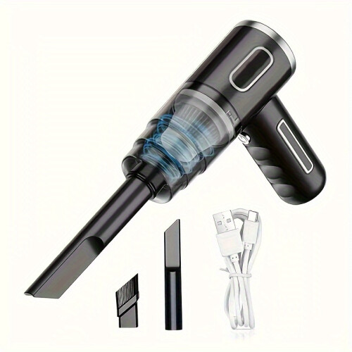 (Black) Powerful Cordless Handheld Vacuum Cleaner with Enhanced Cyclone Suction - USB Rechargeable
