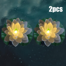 (White, 2 Packs) Solar LED Lotus Lamp, Floating Lotus Lamp, Pool Decoration Simulation LED Lotus Lamp 3 Colors