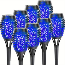 (Blu Ray, 8pcs) solar flame lights, solar torch lights, Solar garden lights, 12LED With Flickering Flame For Garden Decor