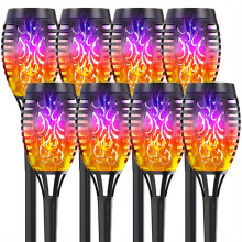 (Multicolor, 8pcs) solar flame lights, solar torch lights, Solar garden lights, 12LED With Flickering Flame For Garden Decor