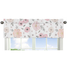 Sweet Jojo Designs Blush Pink Grey Grey and White Window Valance pentru colec?ia florala cu acuarela