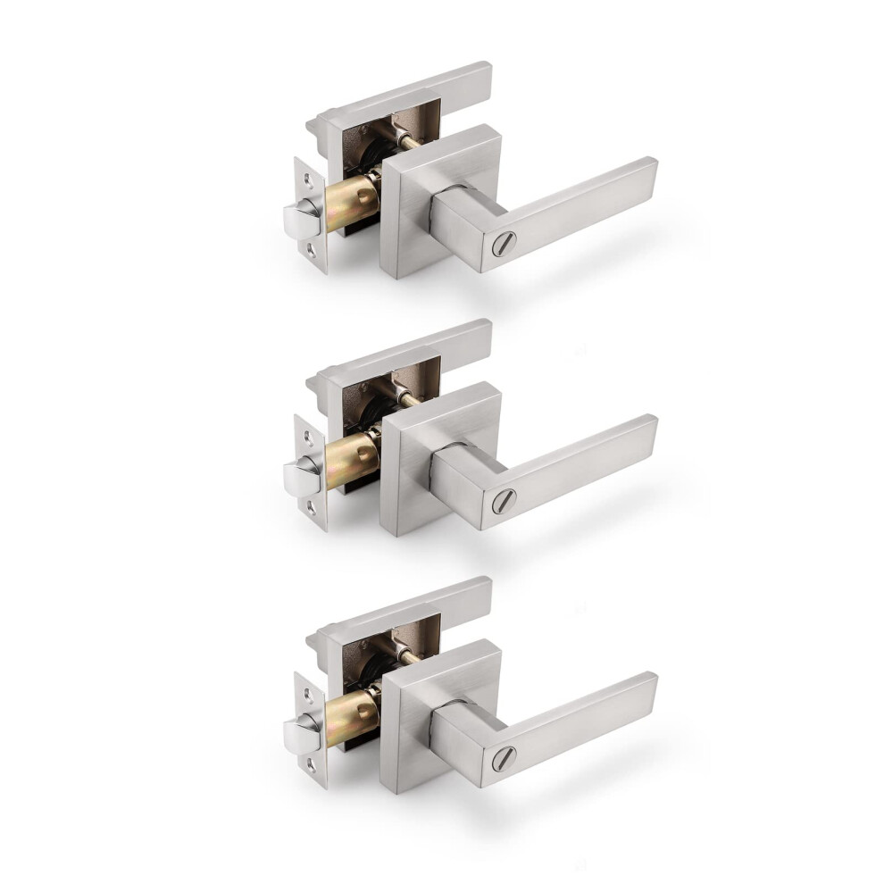 Gobrico Square 3 Pack Satin Nickel Privacy Door Locksets Square Interi 713965974766
