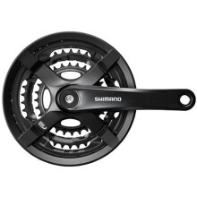 Shimano Tourney FC-TY501 Crankset-175mm 6/7/8-trins 48/38/28T NIVETED STURN TAPER JIS SPINDLE INTERFACE Sort