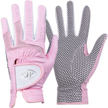 gH Womens Leather golf gloves One Pair - Plain Both Hands (Pink  20 (M))