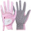 gH Womens Leather golf gloves One Pair - Plain Both Hands (Pink  21 (L)) 1
