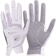 gH Womens Leather golf gloves One Pair - Plain Both Hands (White  21 (L))