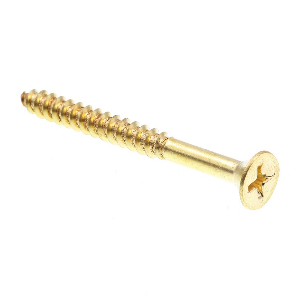 PrimeLine 9035812 Wood Screw  Flat Head Phillips  10 X 2 in  Solid Brass  Pack of 25-image-OPC-PFRNBJF-NEW
