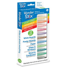 Pencil Grip 1596054 Wonderstix per Lavagna, Colori Assortiti - Set da 12 Stix