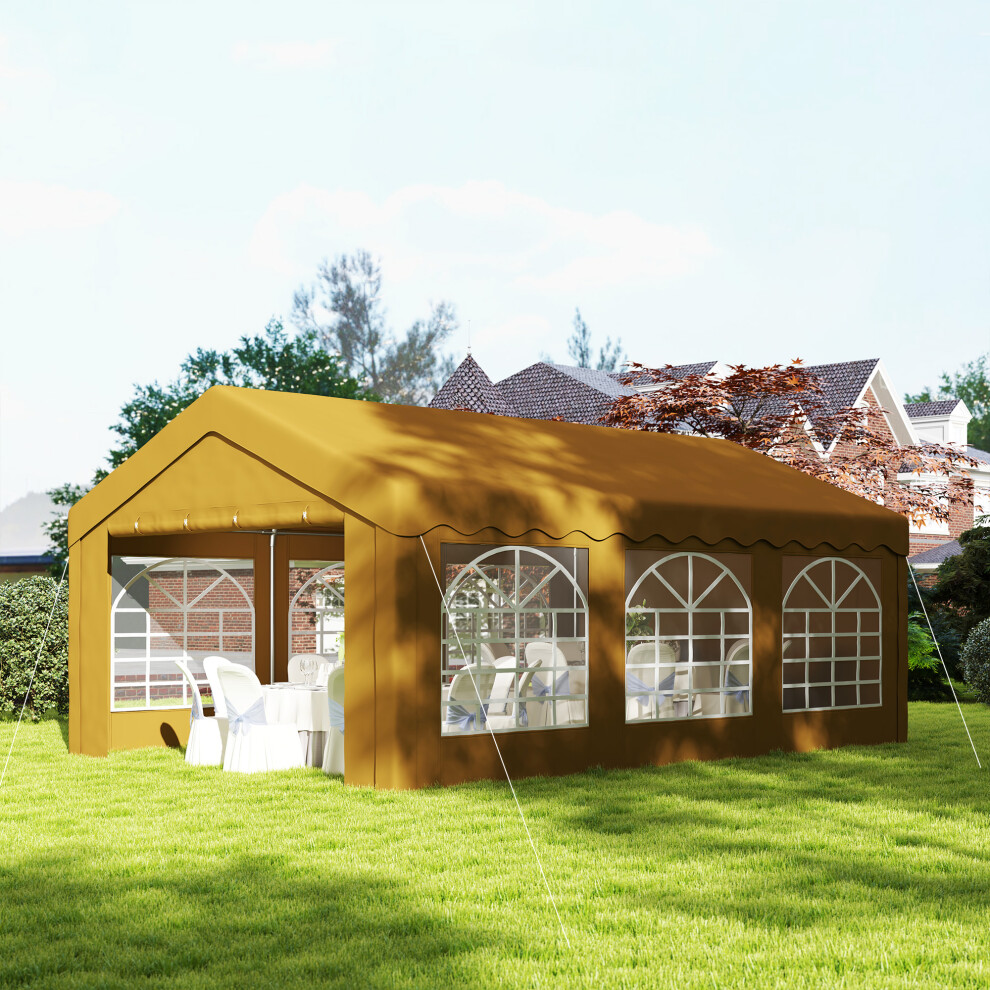 Outsunny 6m Garden Gazebo Carport Shelter w/ Removable Sidewalls, Yellow