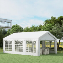 Outsunny 6m Garden Gazebo Portable Carport Shelter w/ Removable Sidewalls&Doors