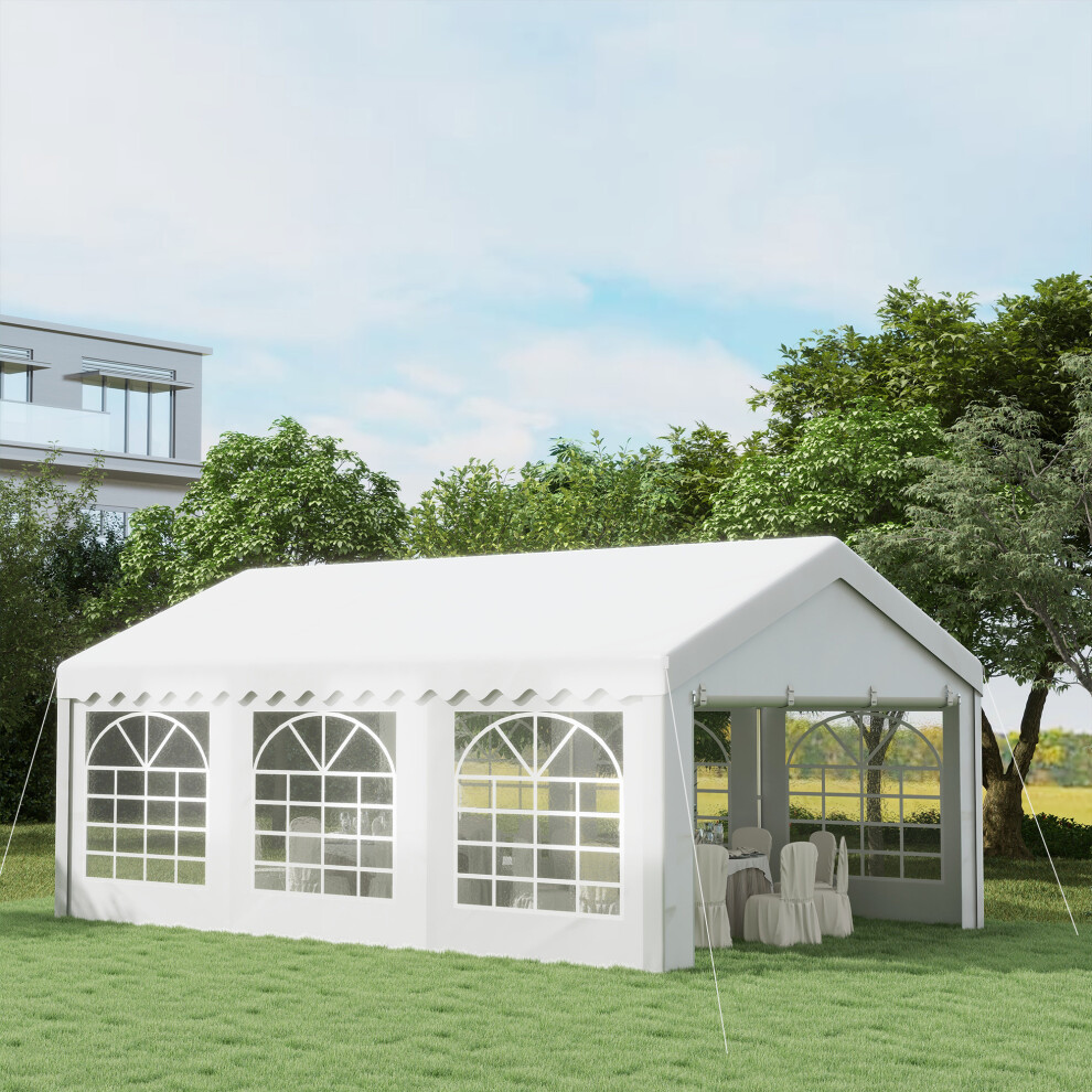 Outsunny 6m Garden Gazebo Portable Carport Shelter w/ Removable Sidewalls&Doors