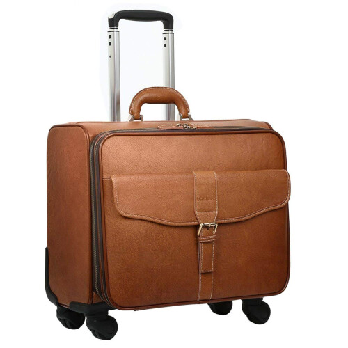 Leathario Leather Rolling Laptop Case Wheeled Briefcase Suitcase Rolle 1
