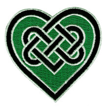 Papel Adesivo Coração Celta Verde Bordado Nó de Amor Irlandês