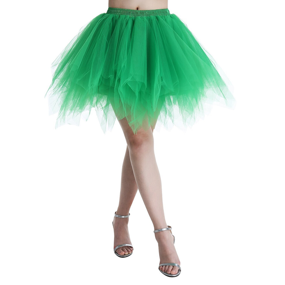 Jupe tutu pour femme adulte des ann   es 80, jupon en tulle superpos   , tutu d'Halloween vert fonc