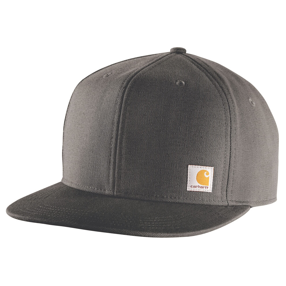 Carhartt Men's Firm Duck Flat Brim Cap - Gravel OFA, Durable Workwear 101604-039-OFA
