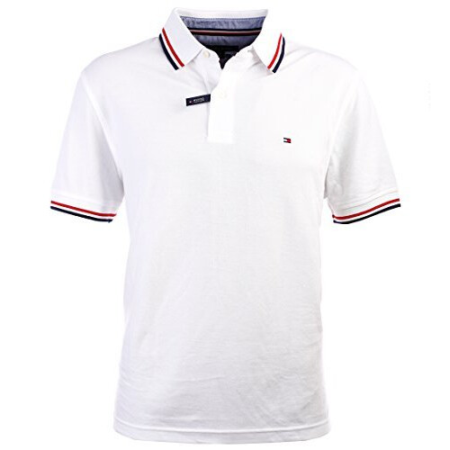 Tommy Hilfiger Tommy Hilfiger Herrars Randig Krage Polo (Medium, Vit)