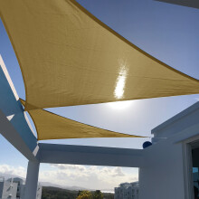 SUNNY GUARD Sun Shade Sail 16x16x16 Triangle Sand UV Block Sunshade for Backyard Yard Deck Patio Garden Outdoor Activities an