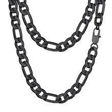 PROSTEEL sorte k?der Goth Halloween smykker rustfrit st?l 10 mm 20 tommer herre halsk?de Cool Figaro k?de