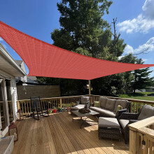 E&K Sunrise 10 'X 13' Sun Sail Dreptunghi Canopy Shade Cover UV Bloc UV pentru Patio Backyard Garden Outdoor (Ro?u)