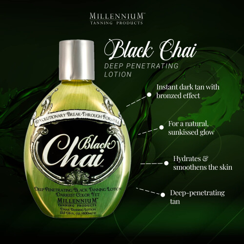 Millennium Tanning Black Chai Λοσιόν Μαυρίσματος με Bronzers, Έλαια και Εκχυλίσματα (13.5 Ουγγιές) 1