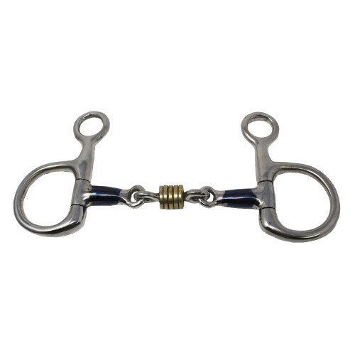 PRORIDER rustfrit st?l 5,5"""" 3-delt hundebenssnaffle baucher bit m/kobberringe 35433C