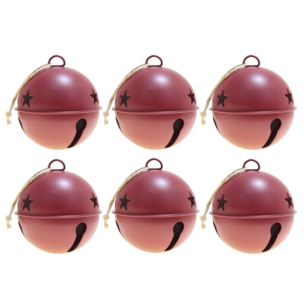 Ornements Jingle Bell Haute Decor, 3,35 Pouces De Diam Tre, Paquet De 6 (Rouge)-image