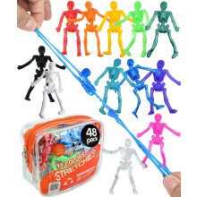 UpBrands Halloween Party Favors - 48 stretchiga skelettleksaker - Goodie Bag-stoppare utan godis Skrmmande miniskelett fr barn i ldrarna 3+ Tr