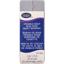 Wrights Medium Grey Double Fold Quilt Binding 7/8" X3yd, 1 Count (Pack of 1)