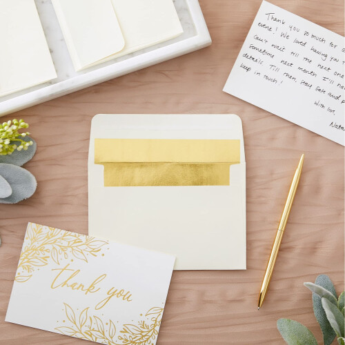 50 Pack 4x6 Ivory Envelopes for Invitations  Wedding  A6 Size with Gol 1