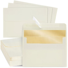 50 Pack 4x6 Ivory Envelopes for Invitations Wedding A6 Size with Gol