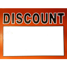 25 """"Discount"""" - 7"""" x 5.5"""" Writable Paper Retail Store Price Signs Heavy Duty Cardstock Fluorescent Orange