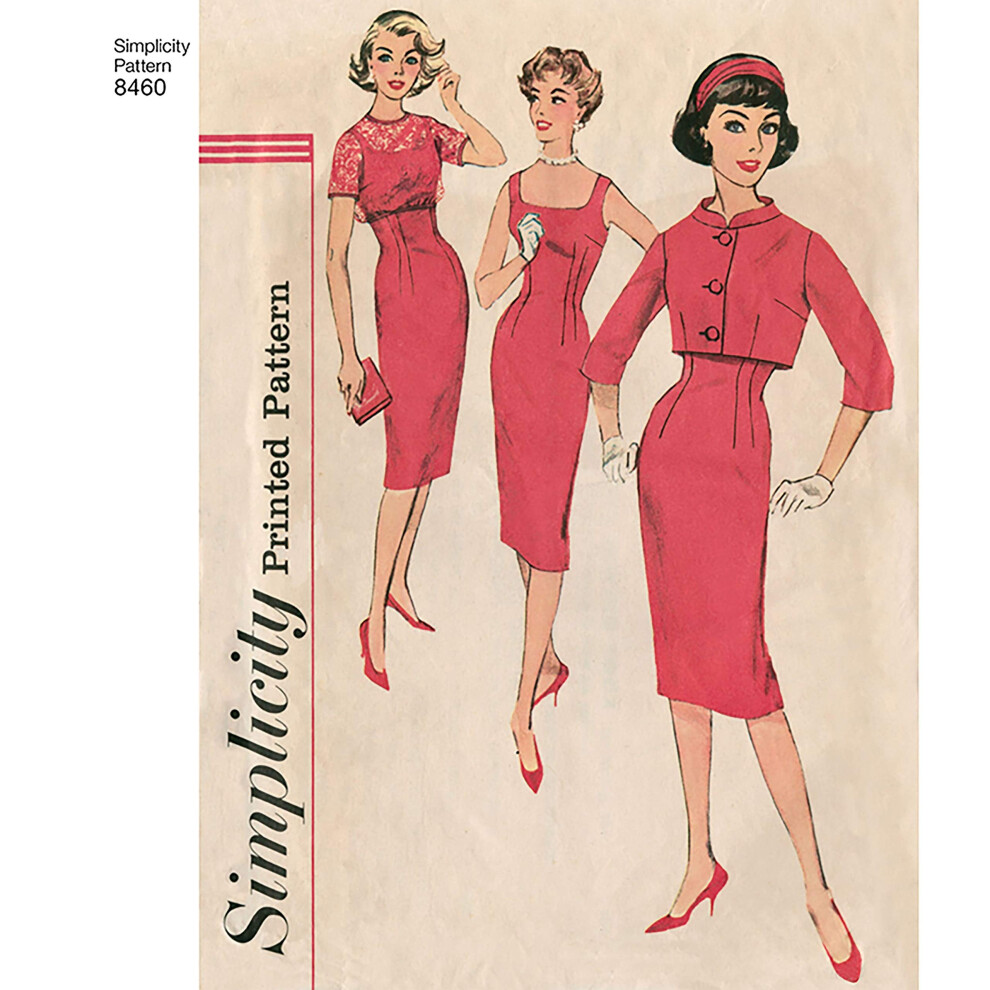 Patrons de couture pour robe et veste assortie pour femme, mode vintage des ann   es 1950, tailles US8460HS, 614