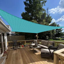 E&K Sunrise 13 'X 13' Sun Sail Dreptunghi Canopy Shade Cover UV Bloc UV pentru Patio Backyard Garden Outdoor (Turquoise)