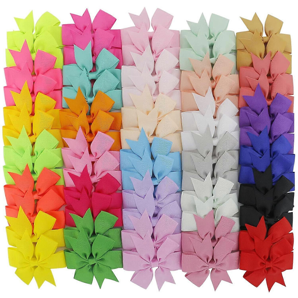 Konhill (As Show, One Size) 60Piece Grosgrain Ribbon Pinwheel Hair Bows Boutique Bow Alligator Clips For Girls Toddlers Teens Gifts In Pairs