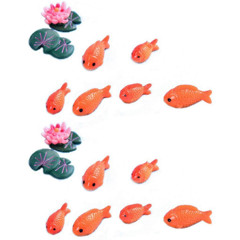 Konhill (As Show, One Size) 8Pc/Lot Fish Animals Moss Micro-Landscape Ornaments Resin Red
