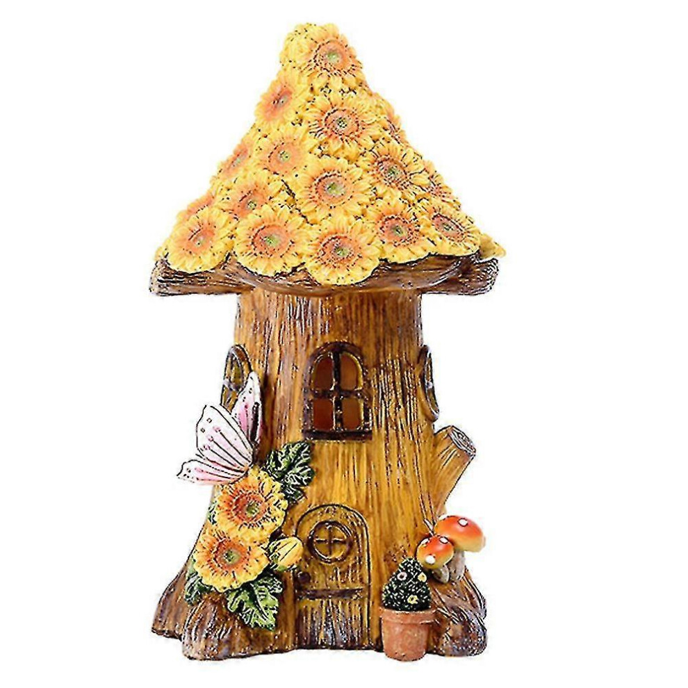 Konhill (As Show, One Size) Fairy Garden House Solar Garden Statue Miniature Statue Decoration