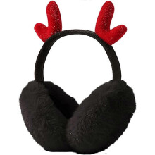 (As show, One size) Plush Warm Earmuffs Winter Outdoor Earmuffs Folding Antler Earmuffs Girls Christmas Elk Headband Soft Adjustable Earmuffs