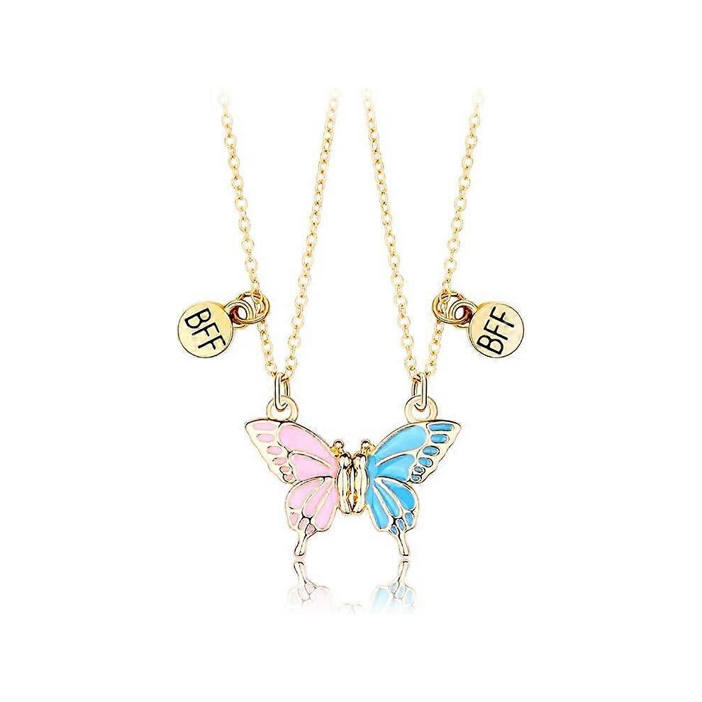 Konhill (As Show, One Size) Best Friend Necklace Gifts Magnetic Matching Butterfly Friendship Necklace For 2 Girls Women Bff Sister Mother Daughter