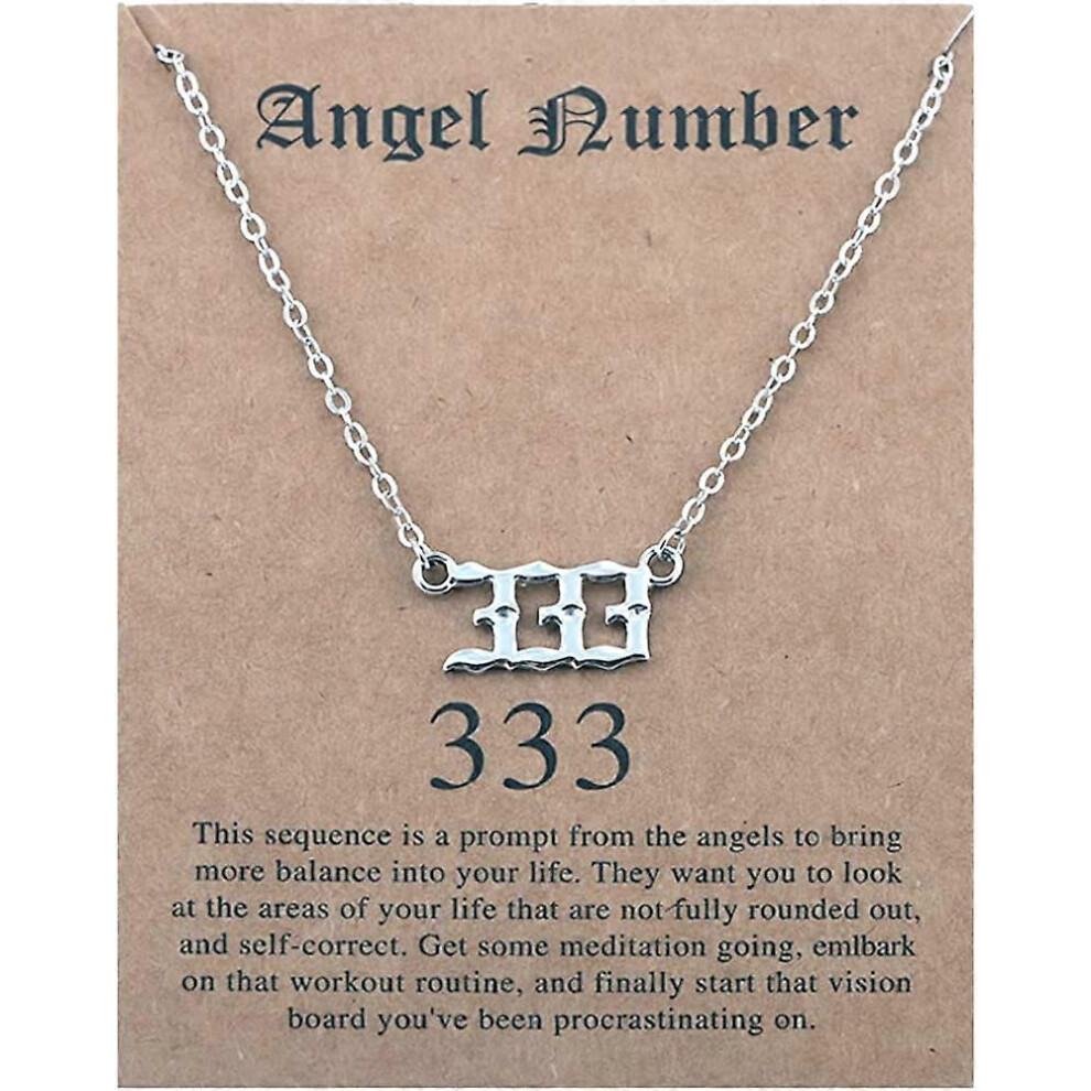 Konhill (As Show, One Size) Angel Number Necklace 111 222 333 444 555 666 777 888 999 Necklace Gold Silver Stainless Steel Angel Necklace For Women Numerology Silver,Gold