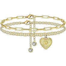 (As show, One size) Initial Ankle Bracelets for Women, Heart Anklet with Initials Letter Charm Anklets for Women, Cute 14K Gold Plated A-Z Foot Jewelry Anklets for Teens