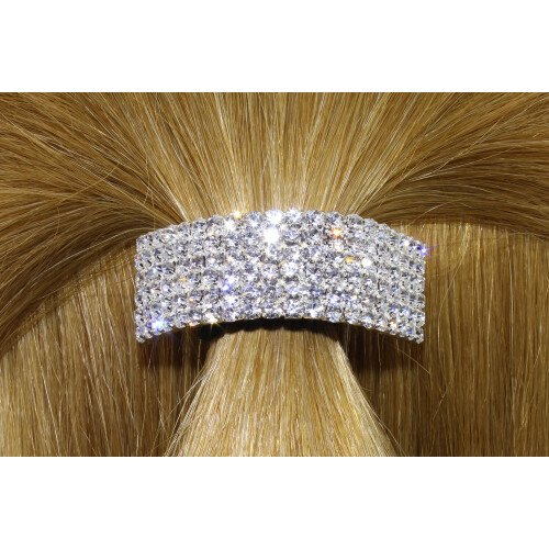 Élastique pour Queue de Cheval en Strass par Crystal Avenue | Élastique Extensible | Argenté avec Crystals 2
