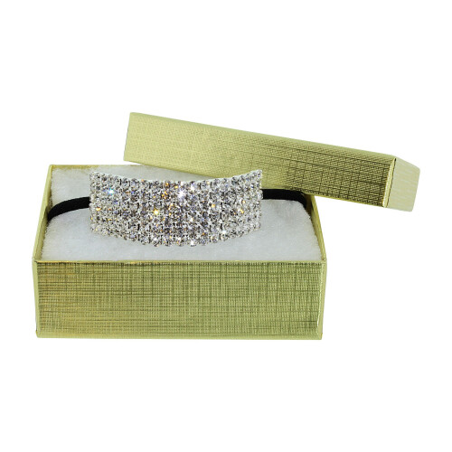 Élastique pour Queue de Cheval en Strass par Crystal Avenue | Élastique Extensible | Argenté avec Crystals