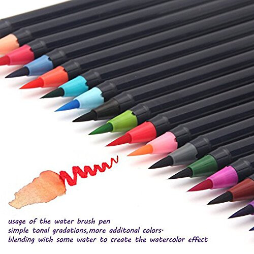 Alycoco Watercolor Brush Pens Set - Premium Soft Flexible Dual Tips Co 1