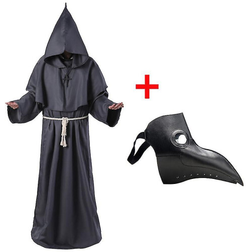 (XL, B Cosplay Props) Halloween Medieval Hooded Robe Plague Doctor ...