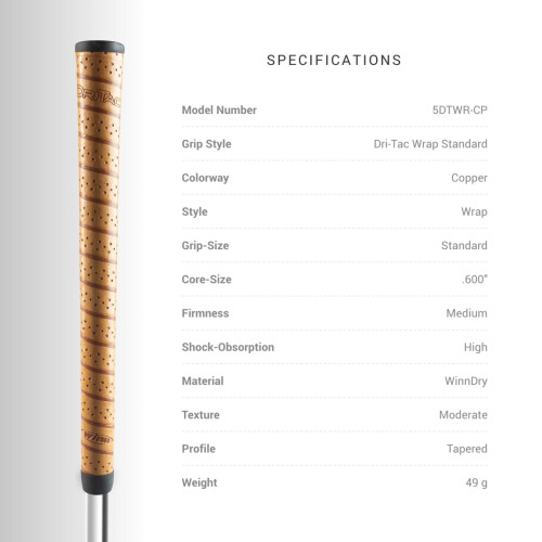 Winn DriTac Wrap Midsize +1/16"""" Copper Golf Grip Bundle (13 Piece) 2