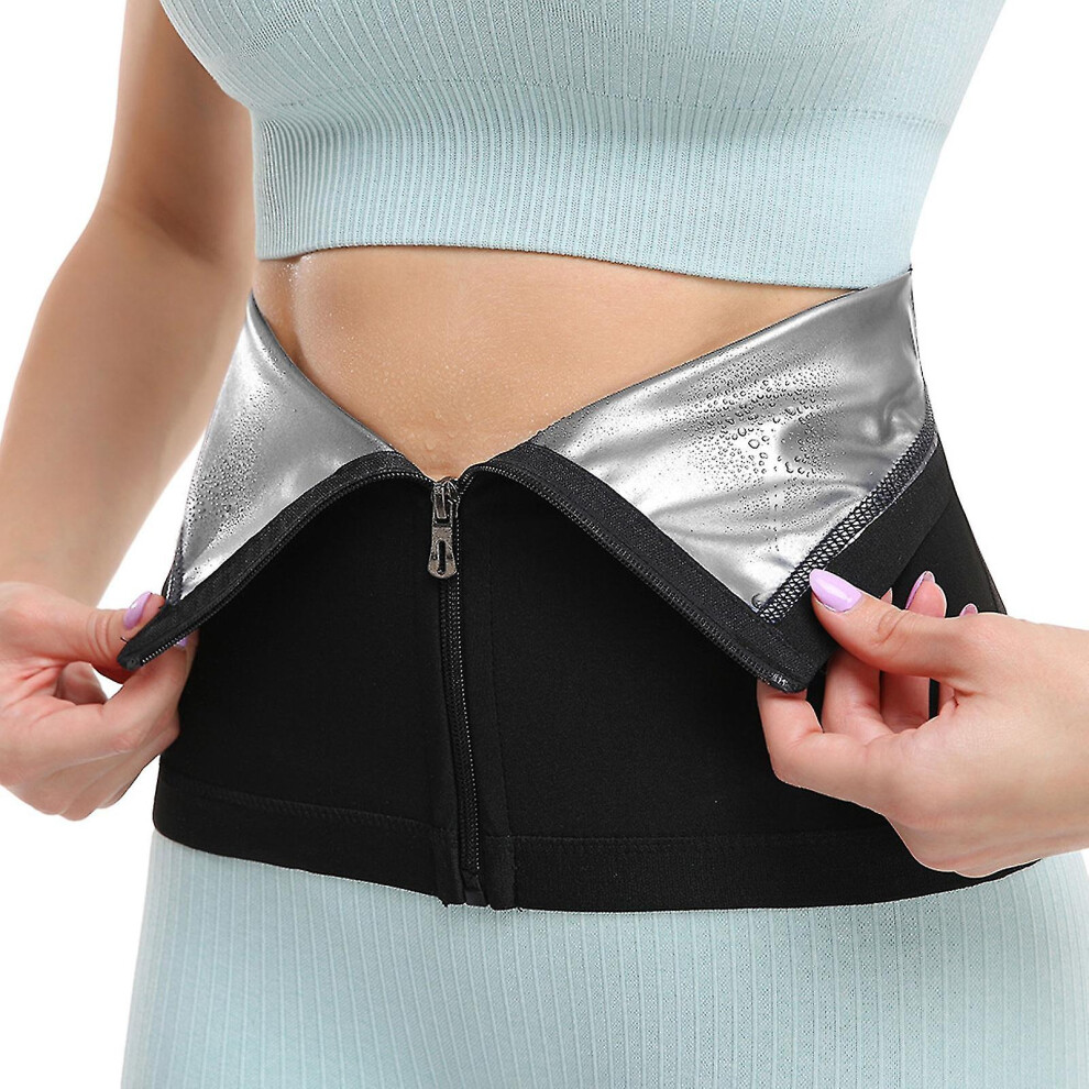 Photos - Other Trainers  Waist Trainer For Women Lower Belly Fat-sauna Suit Sweat Belt Belly Trimmer Stomach Wraps Slimming Belt(S-M, Silver Black)