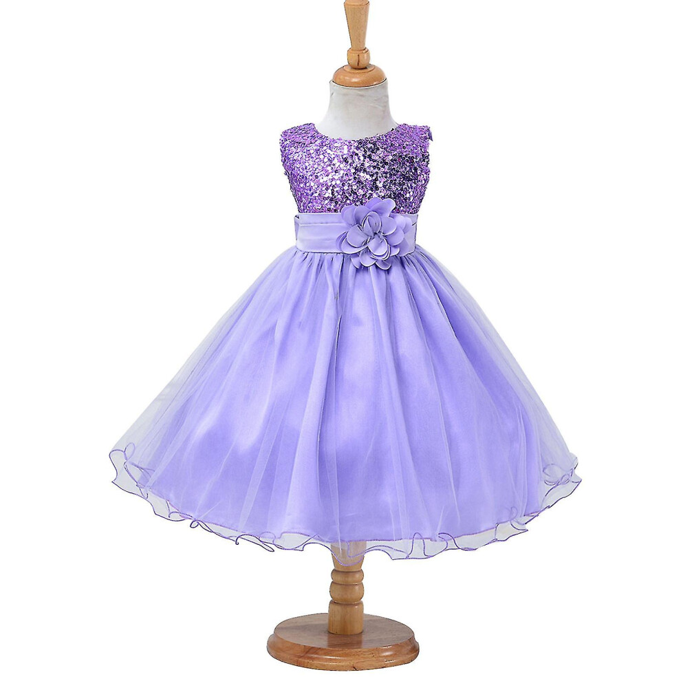 (150, Purple) Flower Girl Dresses Wedding Bridesmaid Sequins Tulle Puffy Skirt Girls Birthday Party Pageant Gown - Jxlgv-image-OPC-PG95T5V-NEW