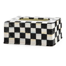 MACKENZIECHILDS TissueBox Cover Tissue Holder for Home Decor BlackandWhite Courtly Check Rectangle